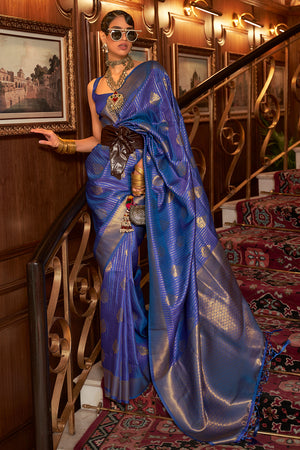 Indigo Blue Kanjivaram Saree