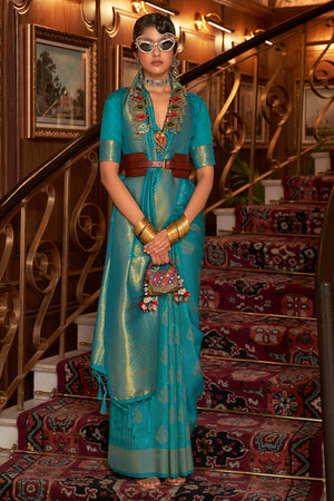 Teal Green Kanjivaram Saree