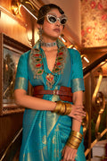 Teal Green Kanjivaram Saree