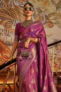 Violet Kanjivaram Saree