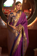 Dark Purple Kanjivaram Saree