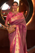 Coral Pink Kanjivaram Saree