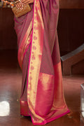 Coral Pink Kanjivaram Saree