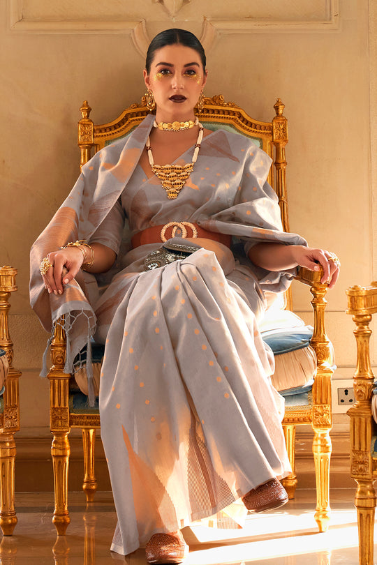 Coin Grey Silk Saree