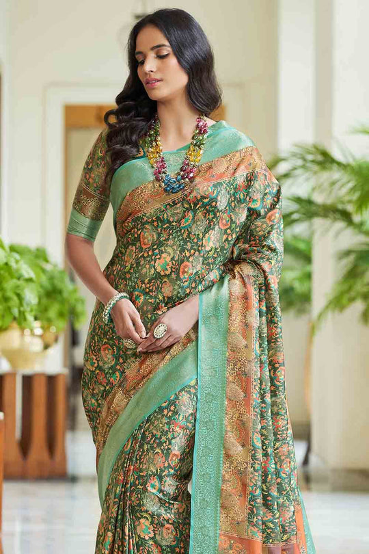 Juniper Green Digital Print Saree