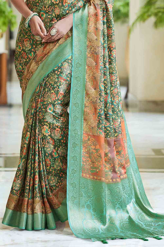 Juniper Green Digital Print Saree