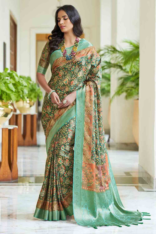 Juniper Green Digital Print Saree