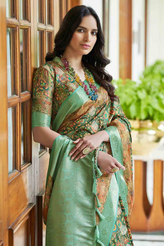 Juniper Green Digital Print Saree