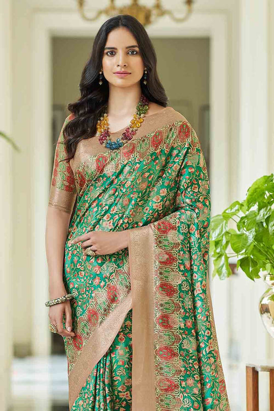 Emerald Green Digital Print Saree