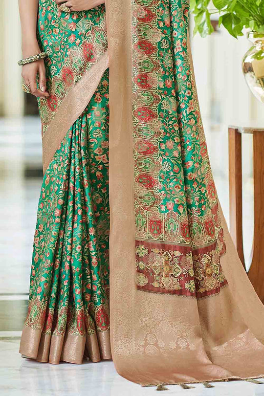 Emerald Green Digital Print Saree