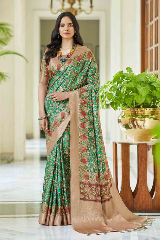 Emerald Green Digital Print Saree