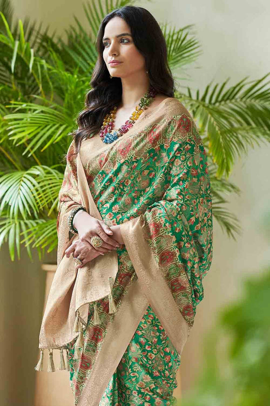 Emerald Green Digital Print Saree