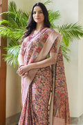 Salmon Pink Digital Print Saree