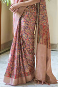 Salmon Pink Digital Print Saree