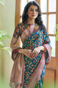 Cerulean Blue Digital Print Saree