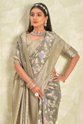 Pewter Grey Cotton Saree