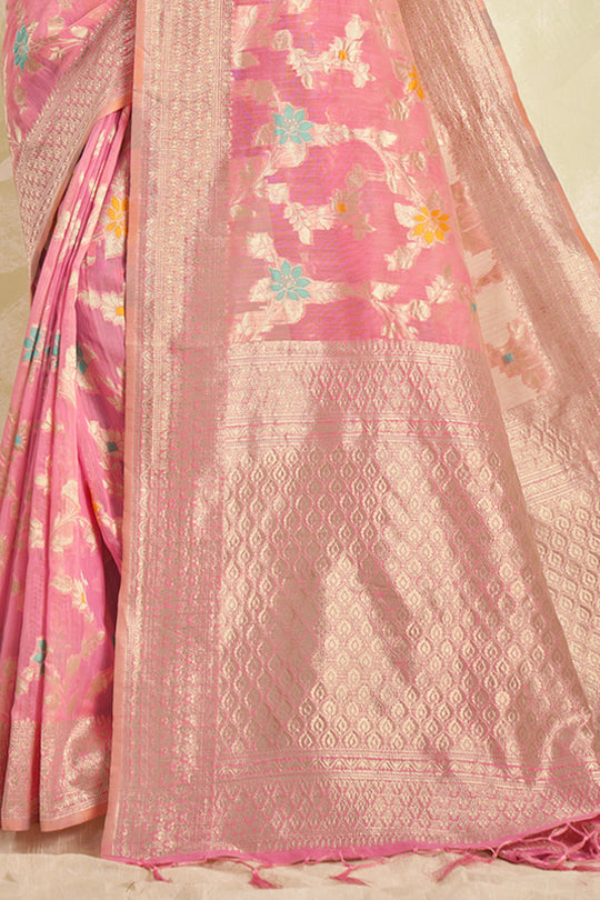 Flamigo Pink Cotton Saree