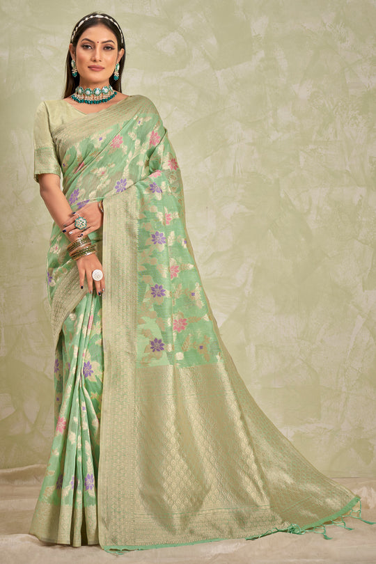 Pastel Green Cotton Saree