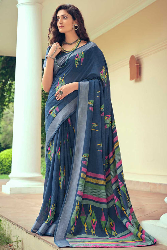 Linen Saree Admiral Blue Linen Saree saree online