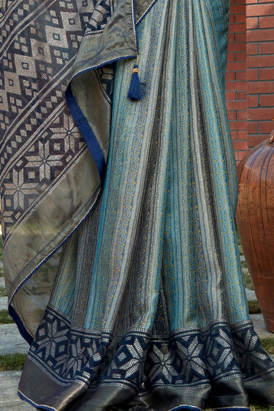 Navy Blue Brasso Saree