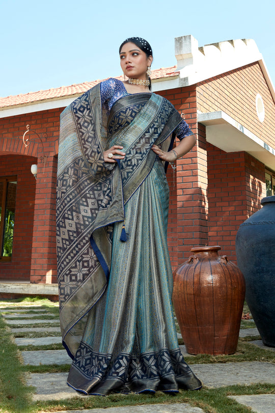 Navy Blue Brasso Saree