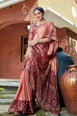 Light Maroon Brasso Saree