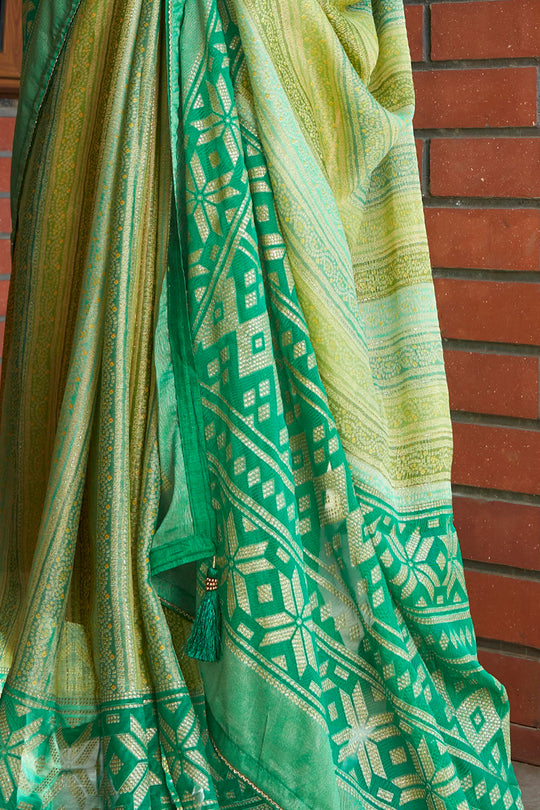 Shamrock Green Brasso Saree