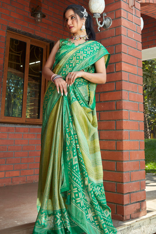 Shamrock Green Brasso Saree