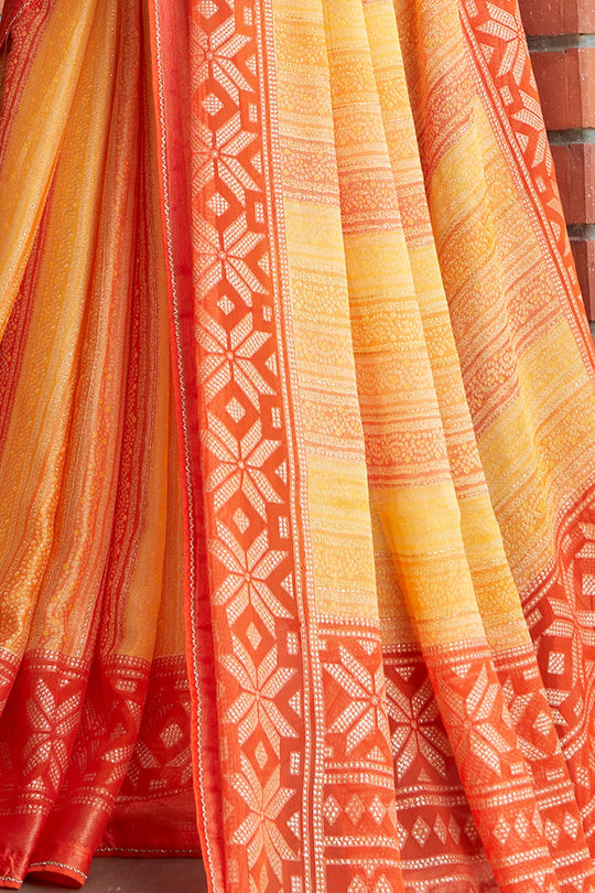 Marigold Yellow Brasso Saree