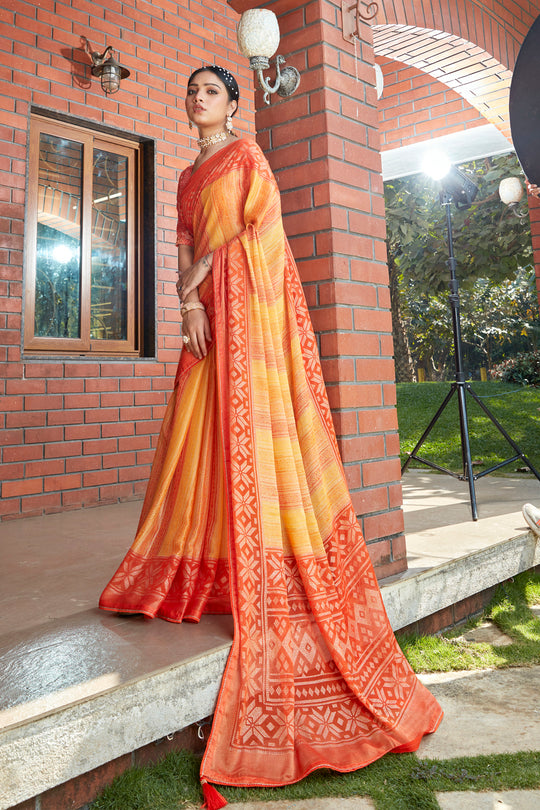 Marigold Yellow Brasso Saree