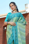 Cyan Blue Brasso Saree