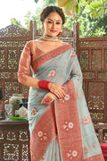 Coin Grey Organza Saree
