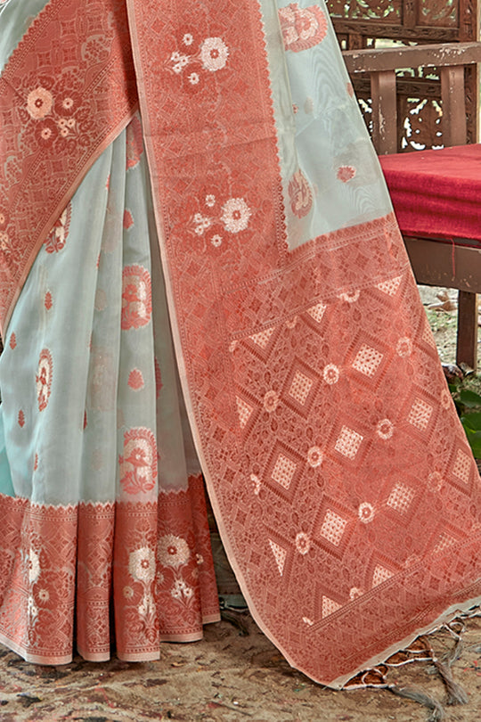 Coin Grey Organza Saree