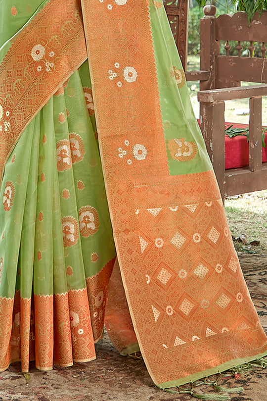 Fern Green Organza Saree