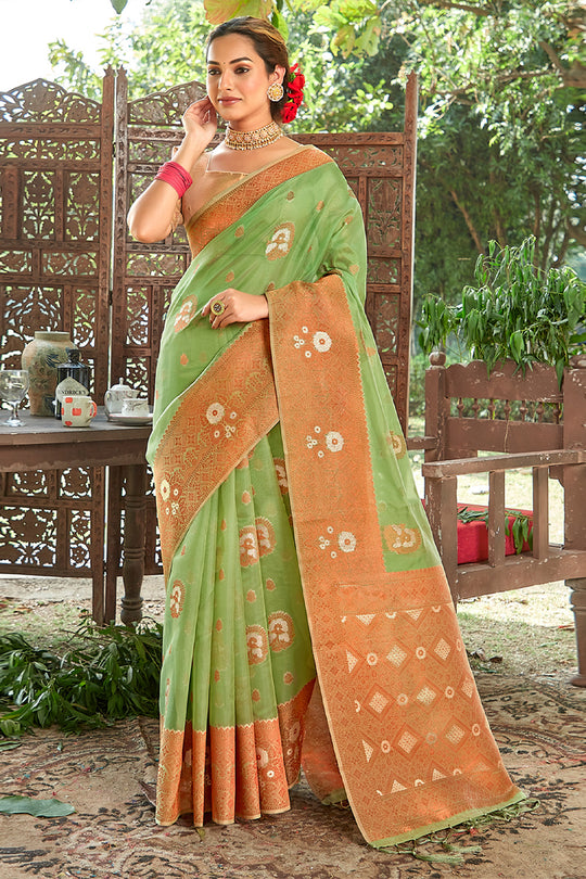 Fern Green Organza Saree