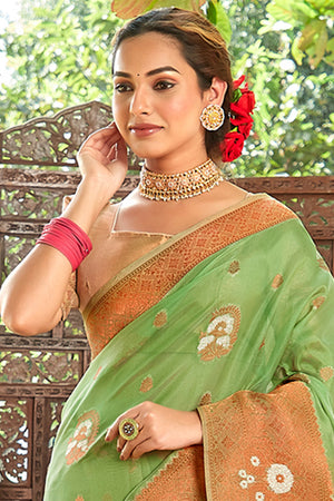 Fern Green Organza Saree