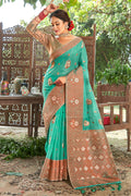 Seafoam Green Organza Saree