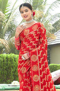 Scarlet Red Organza Saree