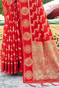 Scarlet Red Organza Saree