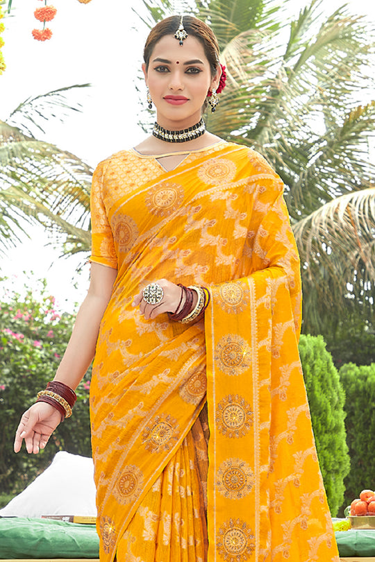 Sunflower Yellow Organza Saree