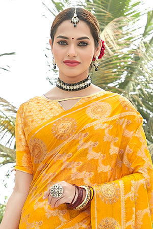 Sunflower Yellow Organza Saree