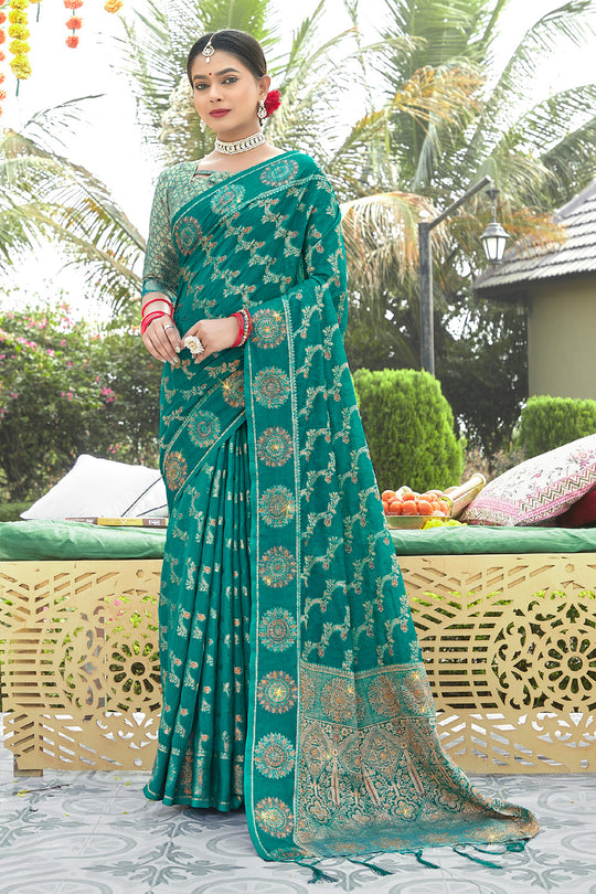 Teal Green Organza Saree