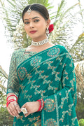 Teal Green Organza Saree