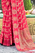 Taffy Red Organza Saree