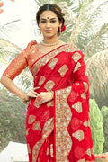 Scarlet Red Organza Saree