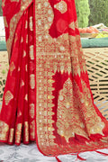 Scarlet Red Organza Saree