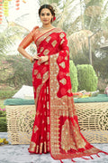 Scarlet Red Organza Saree