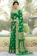 Forest Green Organza Saree