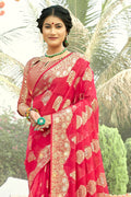 Taffy Red Organza Saree