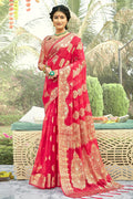 Taffy Red Organza Saree